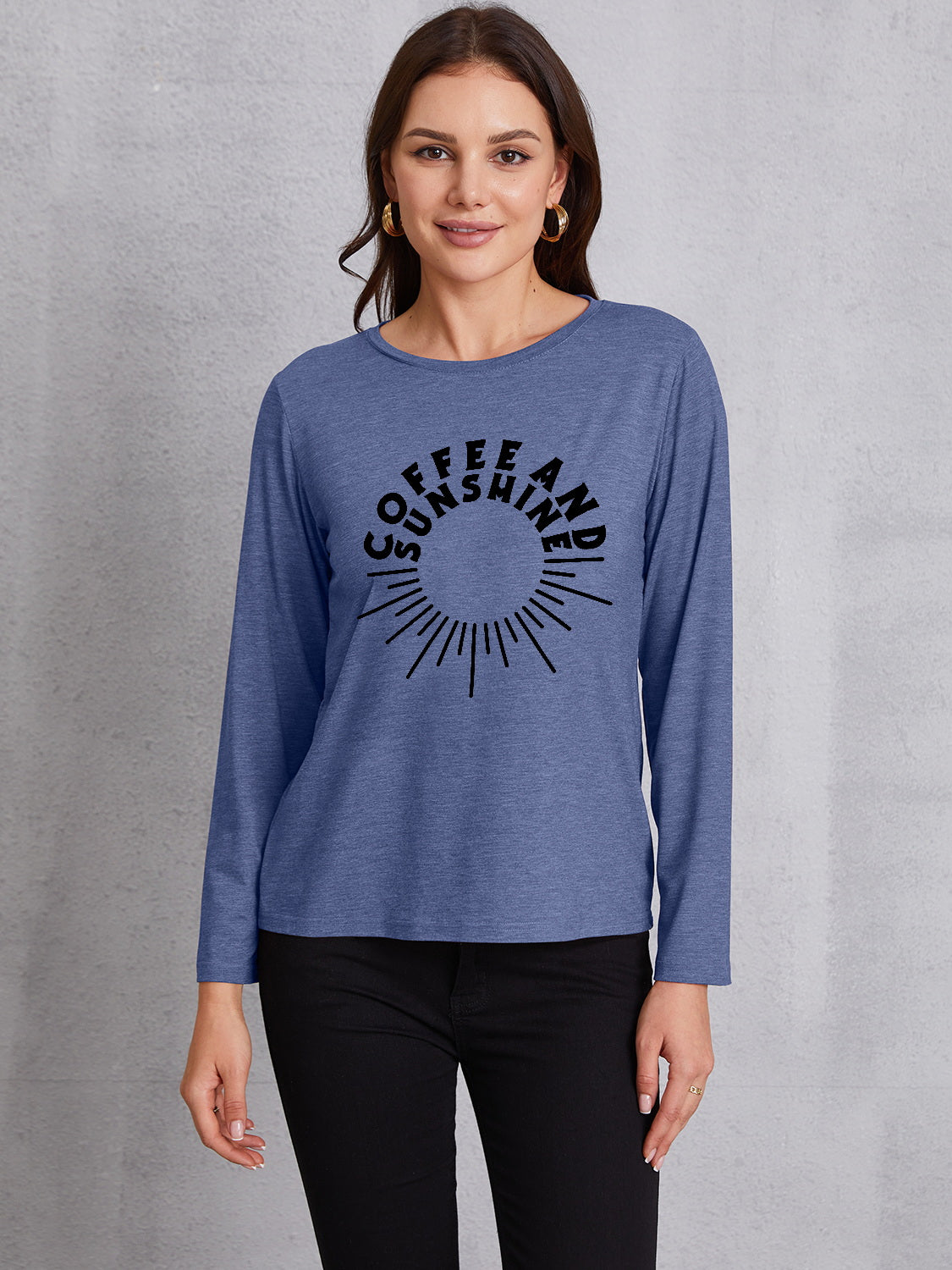 COFFEE AND SUNSHINE Round Neck Long Sleeve T-Shirt-Jewearrings