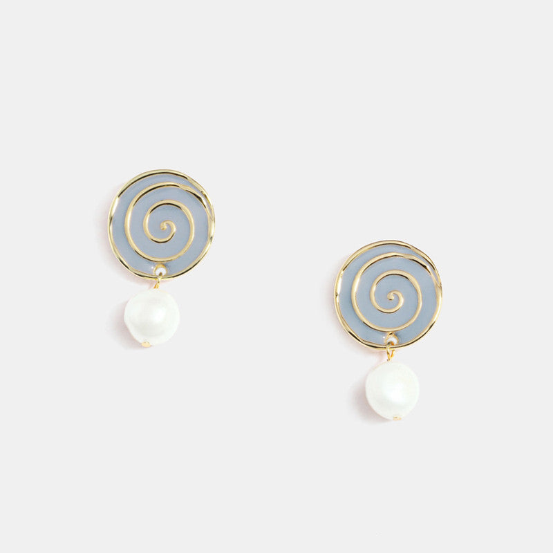 Round Alloy Pearl Stitching Earrings Ladies Earrings-Jewearrings