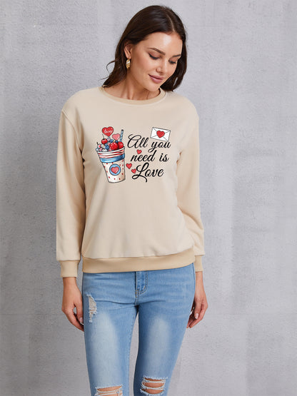 ALL YOU NEED IS LOVE Round Neck Sweatshirt-Jewearrings