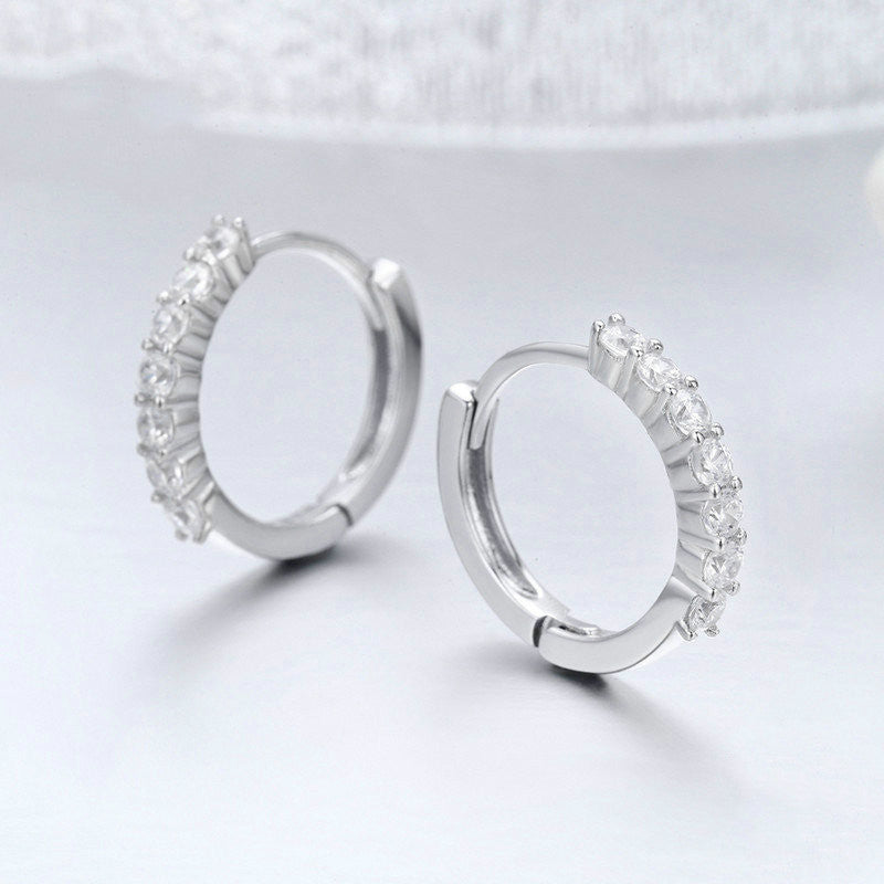 European and American Jewelry Earrings Accessories S925 Sterling Silver White and Zircon Stud Earrings-Jewearrings