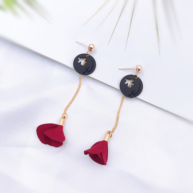 Pearl Flower Earrings Bow Tassel Earrings-Jewearrings