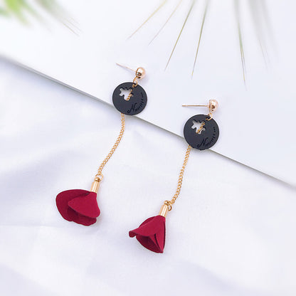 Pearl Flower Earrings Bow Tassel Earrings-Jewearrings