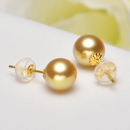 Small Bulb 18k Gold Pearl Stud Earrings-Jewearrings