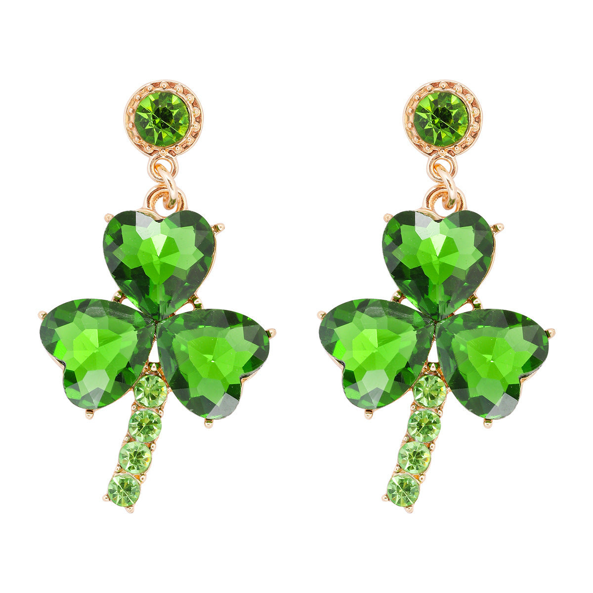 Women's Fashion Green Eardrops Stud Earrings-Jewearrings