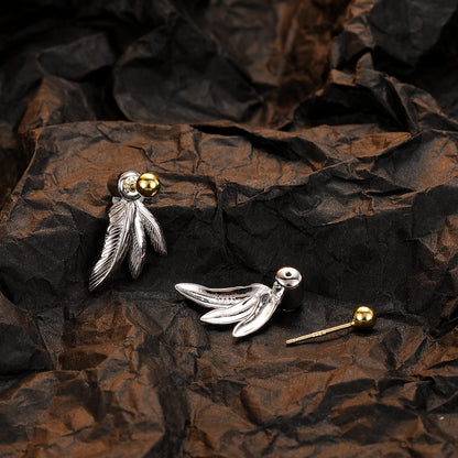 New 925 Sterling Silver Personalized Feather Studs Women's Trendy Earrings-Jewearrings