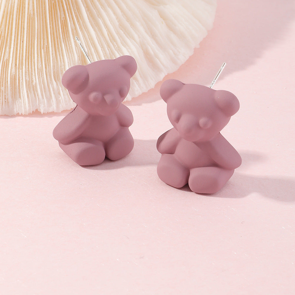 New Ins Sweet And Cool Style Teddy Bear Stud Earrings-Jewearrings