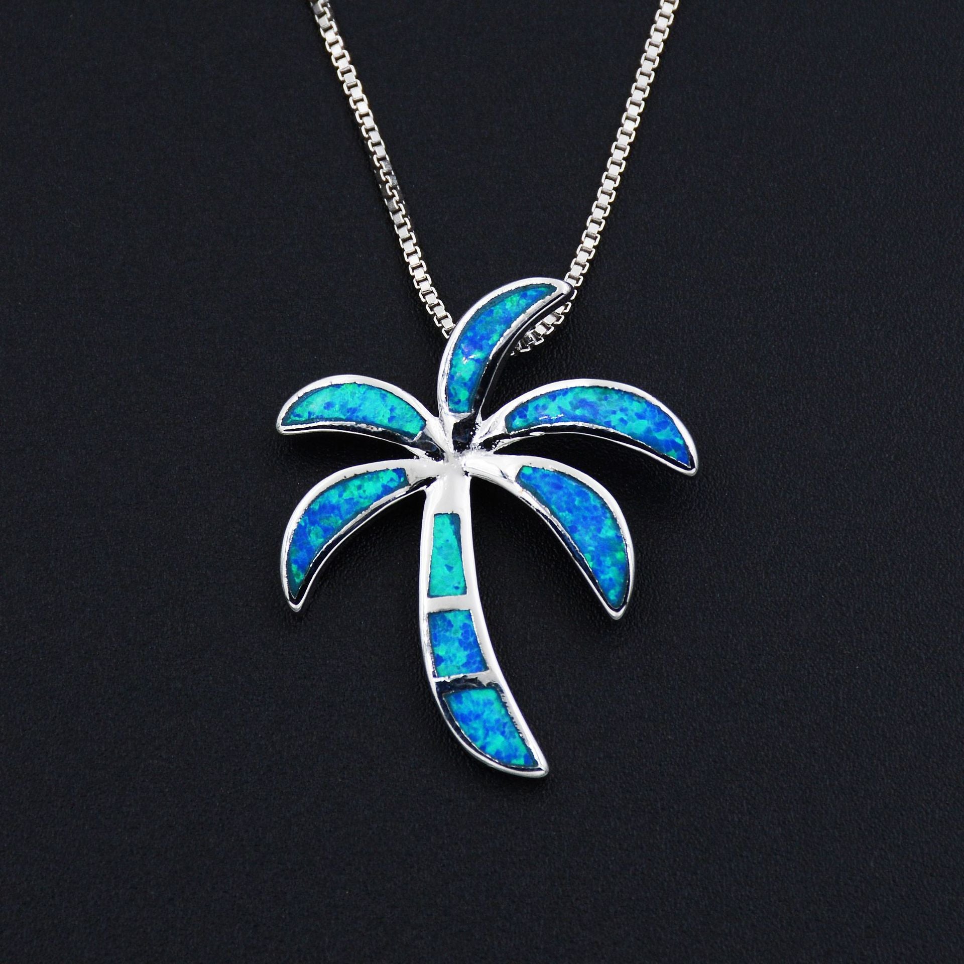 Coconut Tree Opal Necklace Earrings Set With Chain Factory Wholesale-Jewearrings