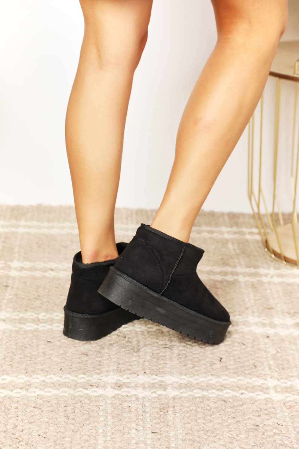 Legend Women's Fleece Lined Chunky Platform Mini Boots-Jewearrings