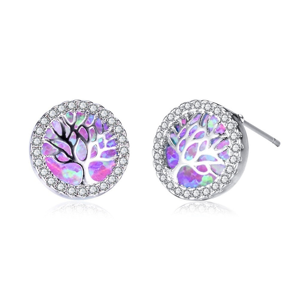 New Lucky Tree Opal Earrings European And American Fashion Women's Jewelry-Jewearrings