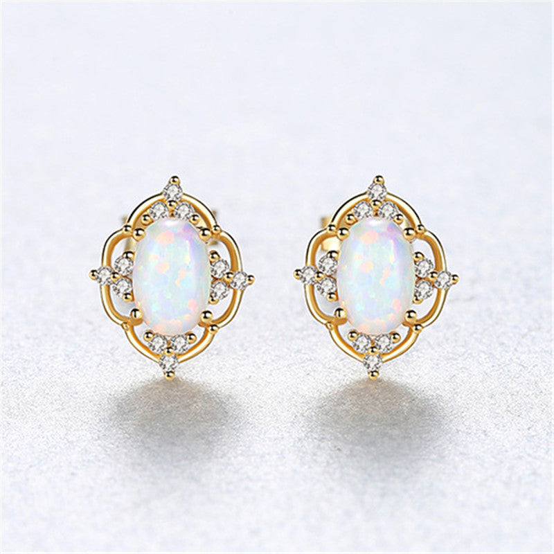 Fashion Korean Style 925 Silver Opal Earrings-Jewearrings