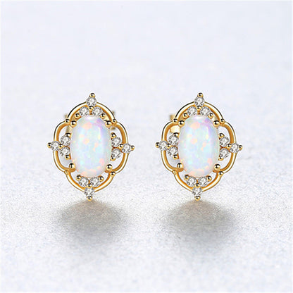 Fashion Korean Style 925 Silver Opal Earrings-Jewearrings