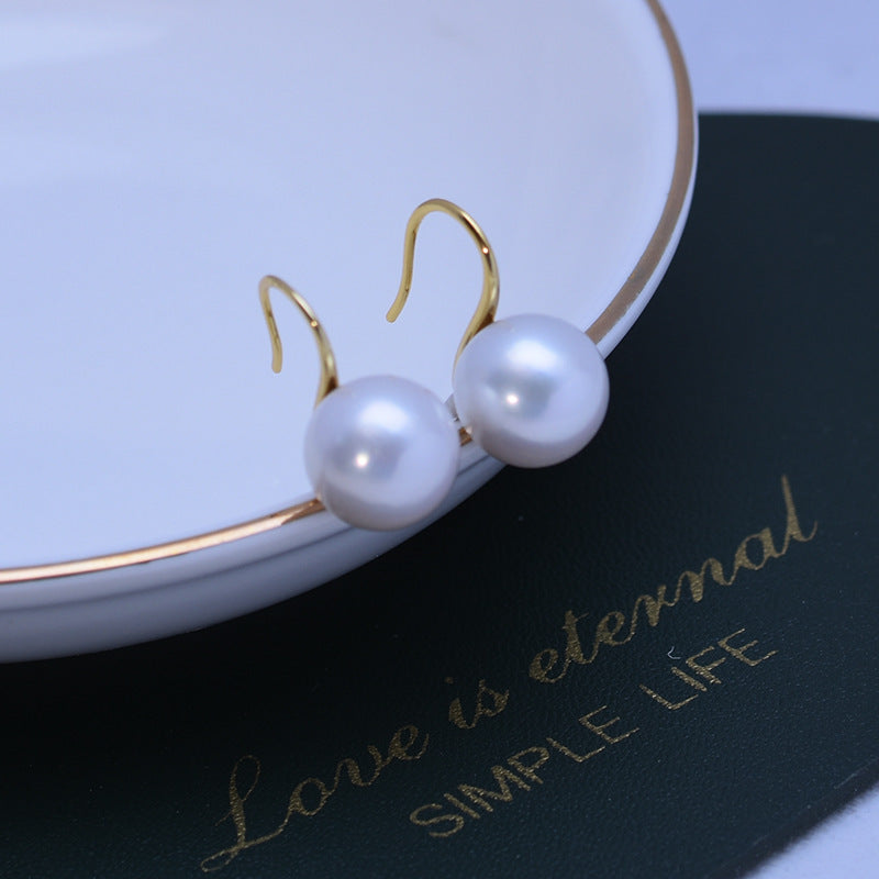 Perfect Circle Strong Light Fine Micro Flaw Pearl Earrings-Jewearrings