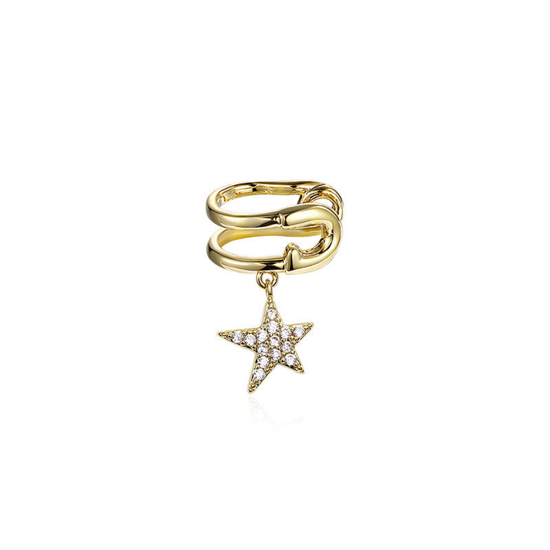 Sterling silver star ear clip earrings-Jewearrings