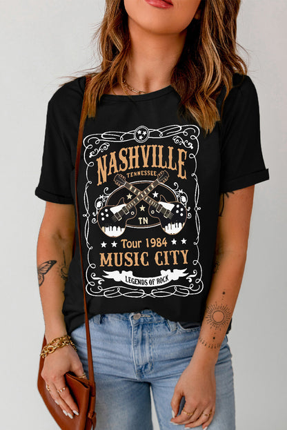 NASHVILLE MUSIC CITY Graphic Tee Shirt-Jewearrings