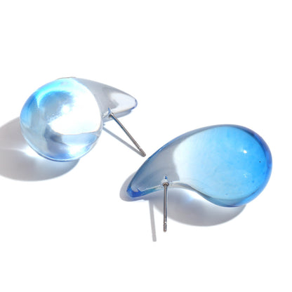 Stainless-steel Needle Color Environmental Protection High Transparent Two-color Resin Stud Earrings For Women-Jewearrings