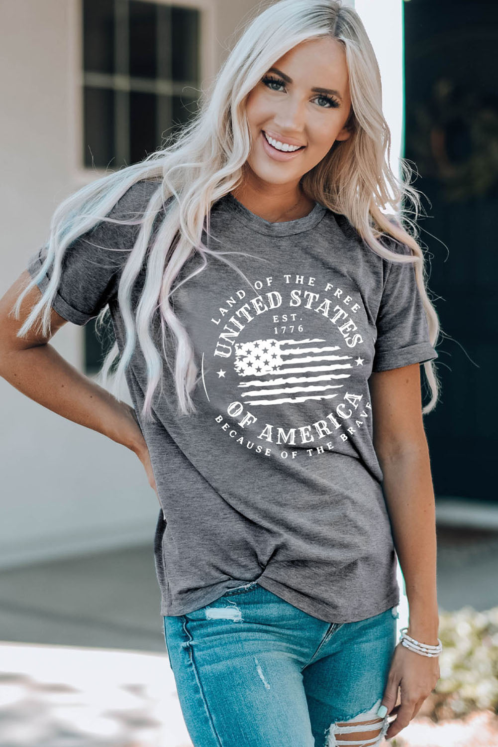 US Flag Graphic Short Sleeve Tee-Jewearrings