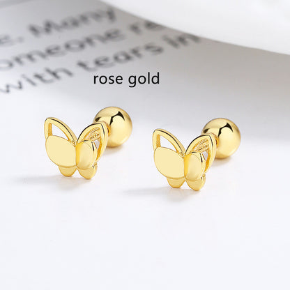 925 Sterling Silver Sweet Double Butterfly Thread Stud Earrings-Jewearrings