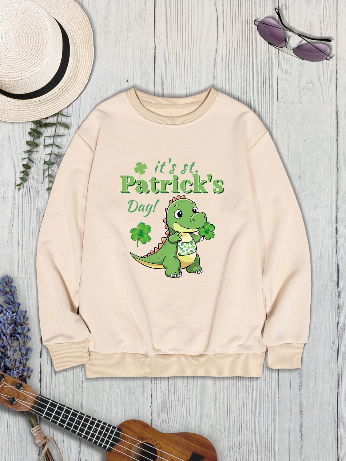 IT'S ST. PATRICK'S DAY Graphic Round Neck Sweatshirt-Jewearrings