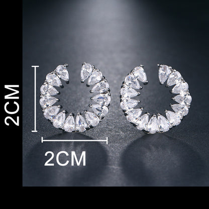 Temperament Yueer Curved Zircon Female Stud Earrings All-match Jewelry-Jewearrings