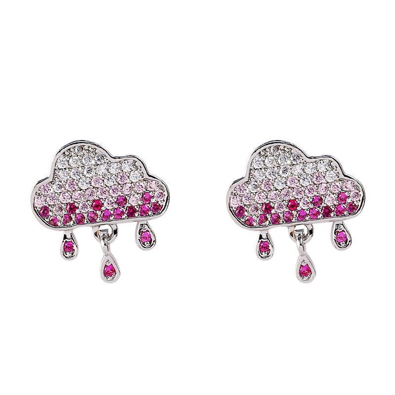 Cloud Raindrop Pendant Rhinestone Resin Stud Earrings-Jewearrings