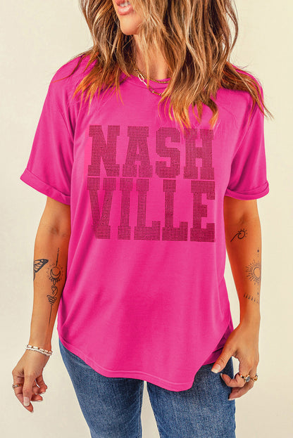 NASHVILLE Round Neck Short Sleeve T-Shirt-Jewearrings