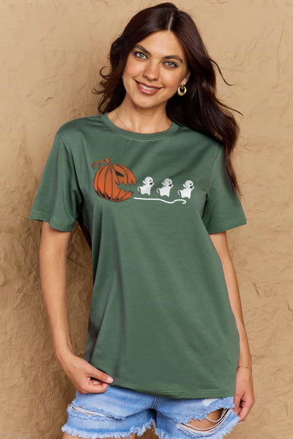 Simply Love Full Size Jack-O'-Lantern Graphic Cotton T-Shirt-Jewearrings