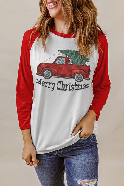 MERRY CHRISTMAS Graphic Raglan Sleeve T-Shirt-Jewearrings