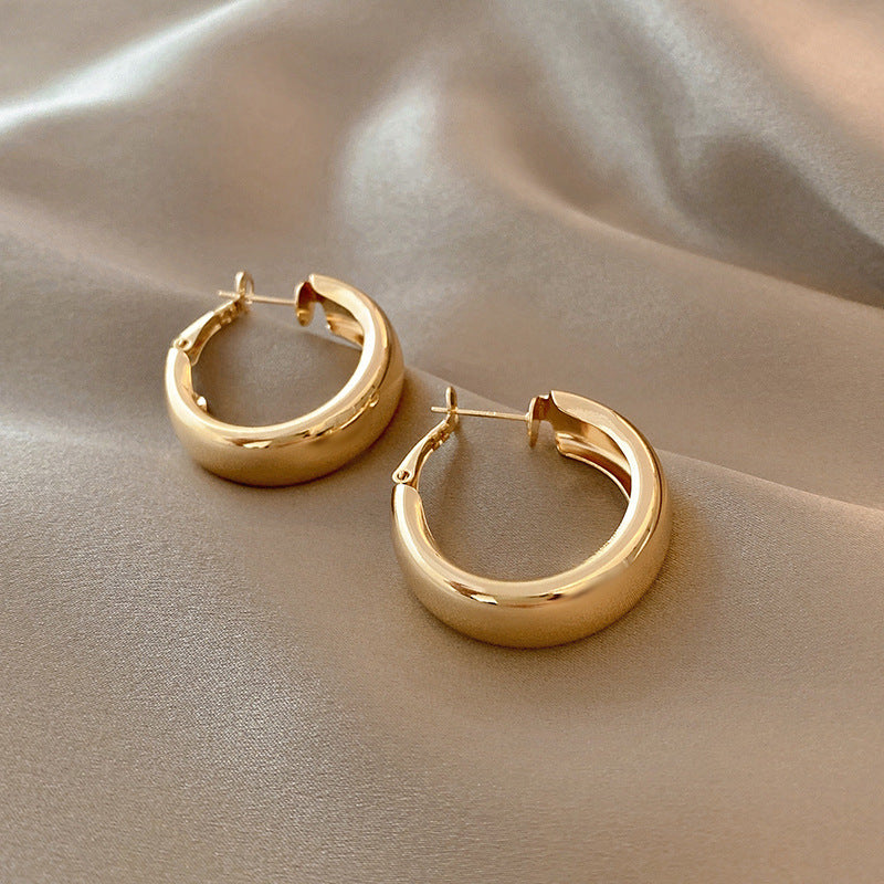 Women's Retro Simple Matte Gold Metal Earrings-Jewearrings