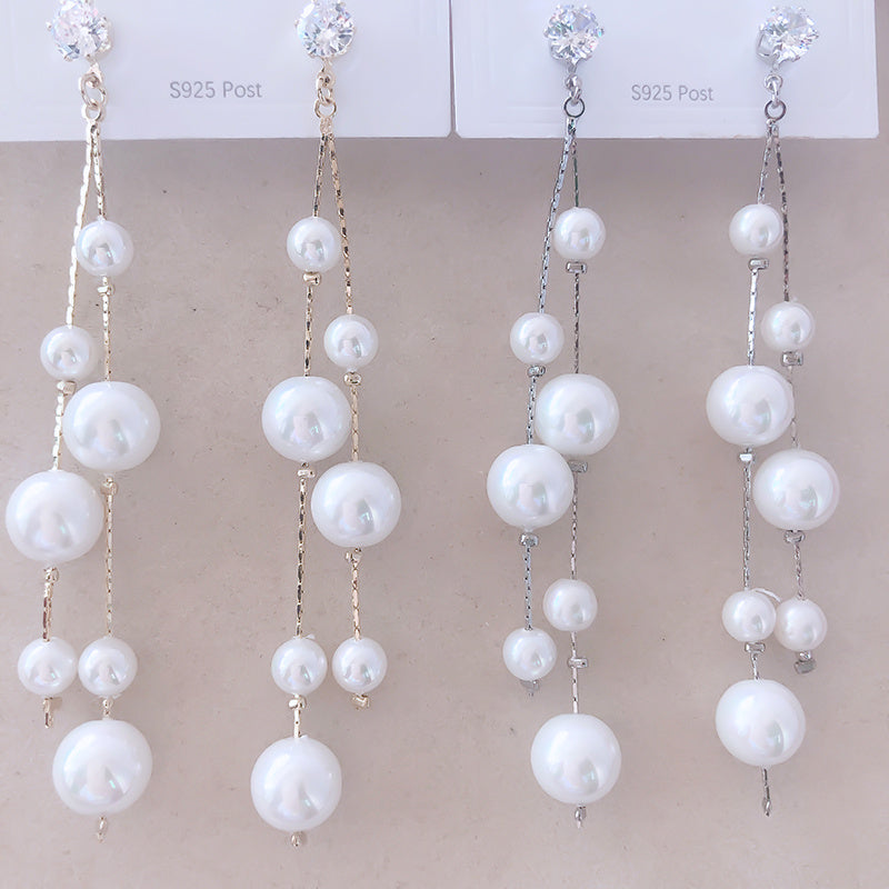 Super Fairy Pearl Tassel Earrings-Jewearrings