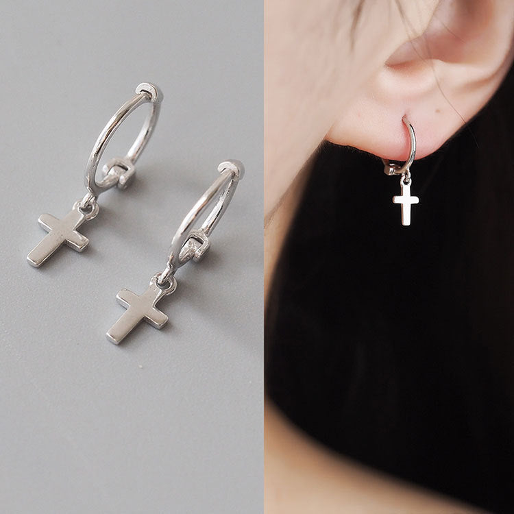 Mini Simple Fashion S925 Sterling Silver Cross Earrings-Jewearrings