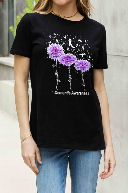 Simply Love Full Size DEMENTIA AWARENESS Graphic Cotton Tee-Jewearrings