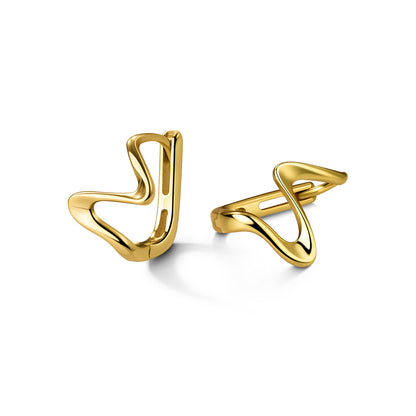 S925 Sterling Silver Ear Clip Wavy Pattern Special-interest Design Curve Asymmetric Earrings-Jewearrings