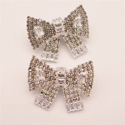 Three-dimensional Bow Sparkling Crystal Exaggerated Earrings-Jewearrings