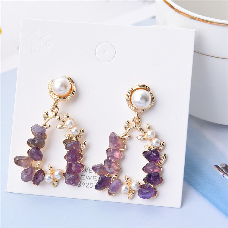 Irregular Geometry Pearl Resin Earrings-Jewearrings