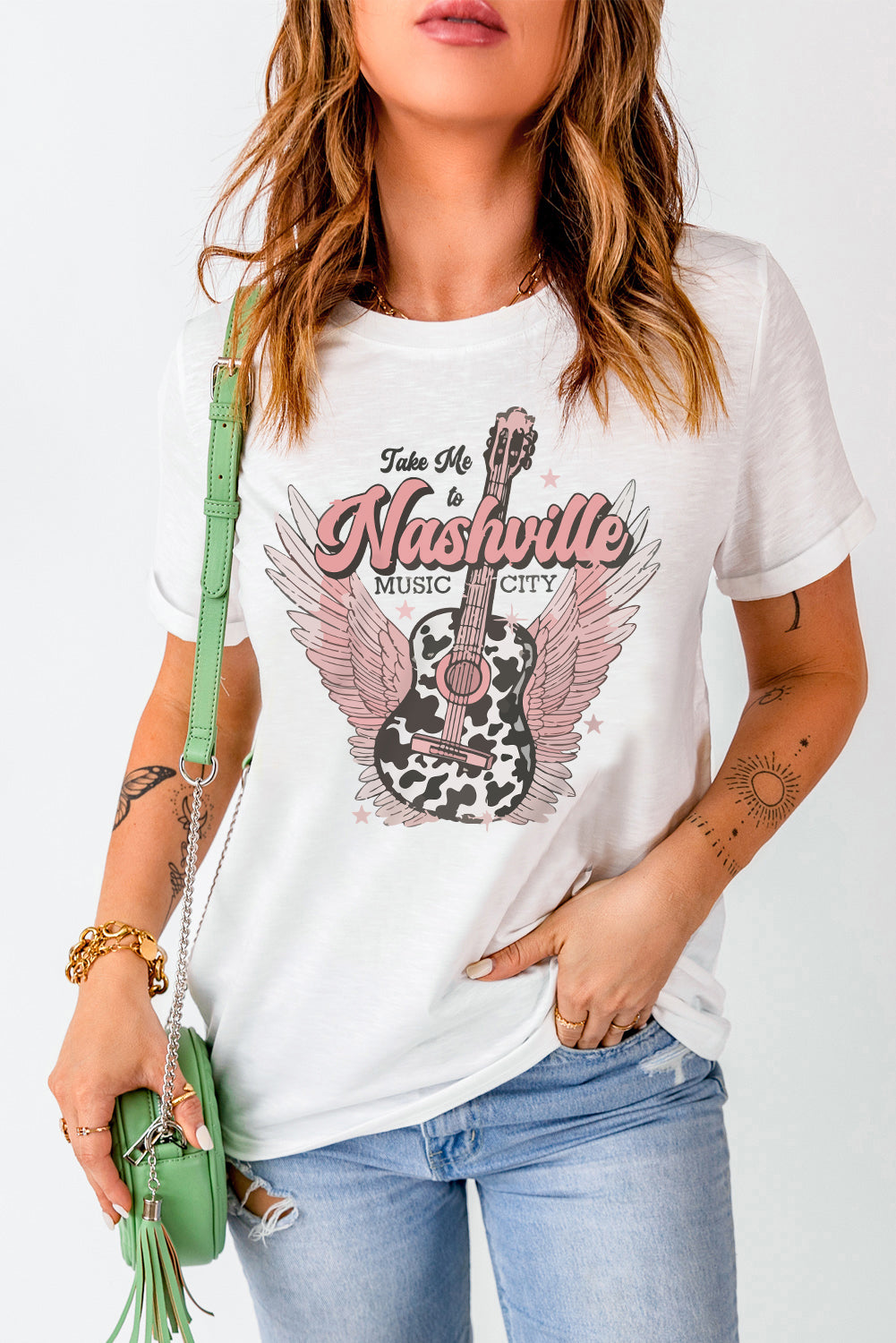 TAKE ME TO NASHVILLE Graphic Tee Shirt-Jewearrings