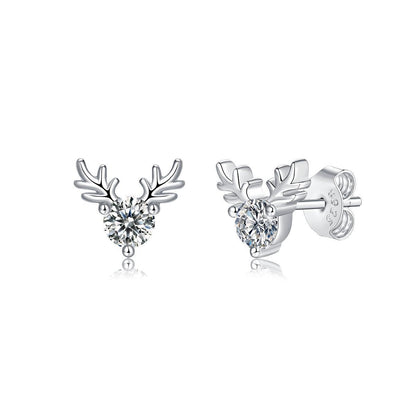 Moissanite One Deer Has Your Ear Studs 925 Silver Earrings Earring Silver Accessories Wholesale-Jewearrings