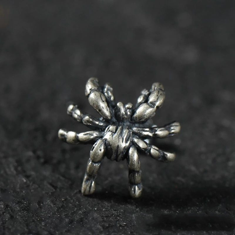 Fashion Personality Retro Silver Horror Spider Stud Earrings-Jewearrings