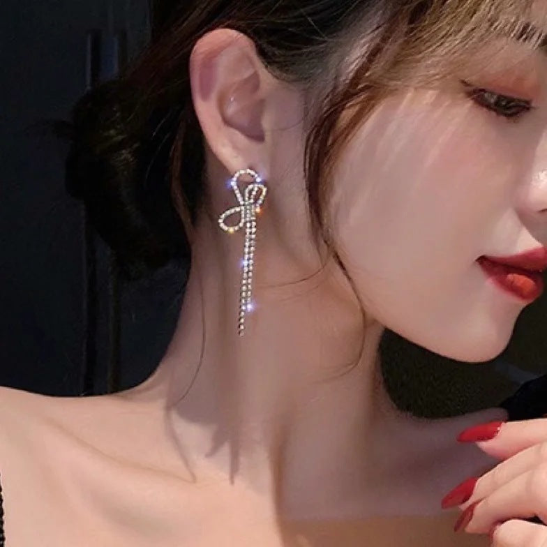 Long Bow Tassel Earrings Female New Fashion Korean-Jewearrings