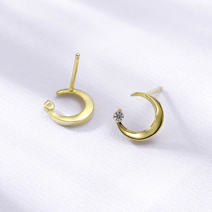 Sterling Silver Moon Girl Simple Temperament Stud Earrings-Jewearrings