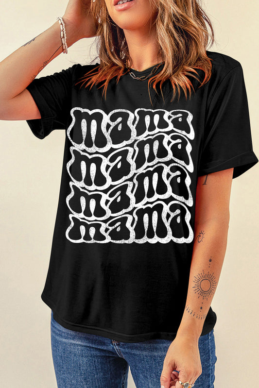 MAMA Round Neck Short Sleeve T-Shirt-Jewearrings