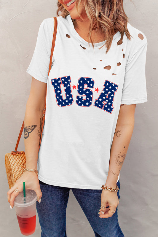 USA Round Neck Short Sleeve T-Shirt-Jewearrings