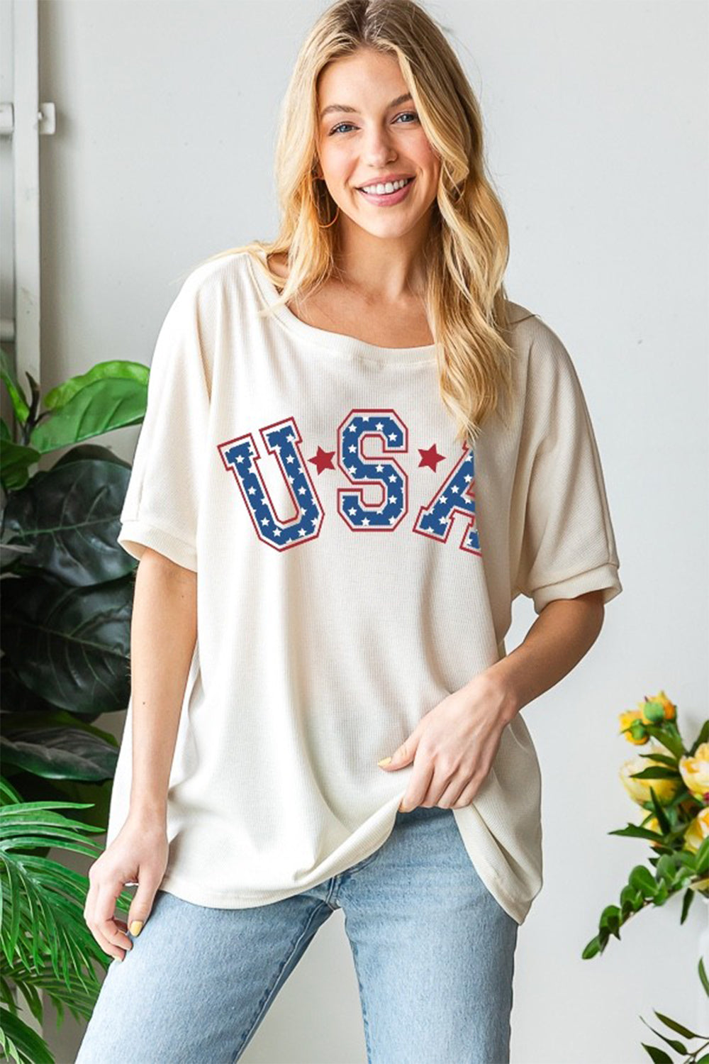 HOPELY USA Graphic Round Neck T-Shirt-Jewearrings