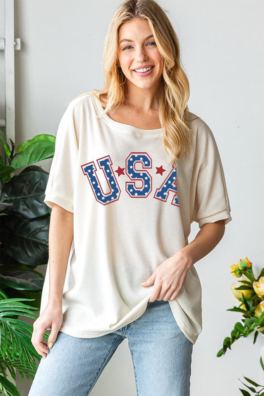 HOPELY USA Graphic Round Neck T-Shirt-Jewearrings