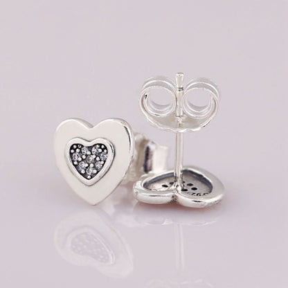 Silver Solid Heart Stud Earrings-Jewearrings