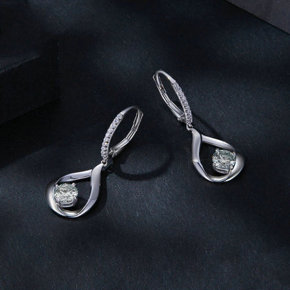 Platinum Light Luxury Water Drop Moissanite Earrings-Jewearrings