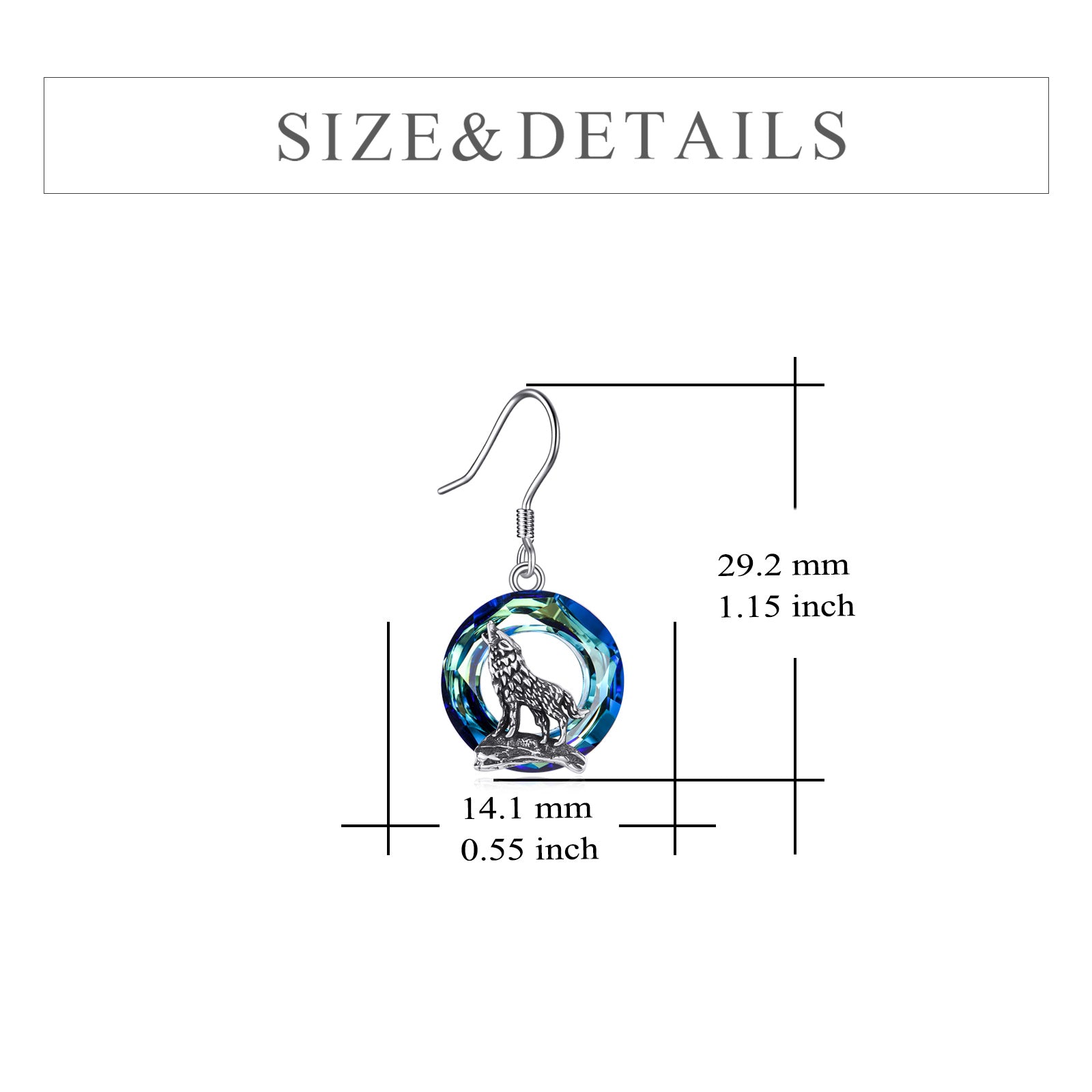 Sterling Silver Viking Wolf Earrings Necklace Jewelry with Crystal-Jewearrings