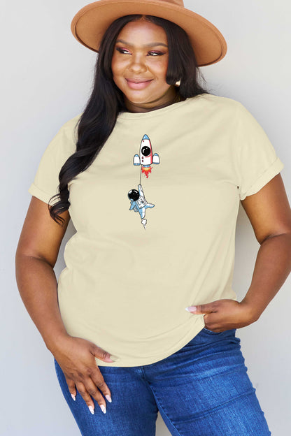 Simply Love Full Size Astronaut Graphic Cotton T-Shirt-Jewearrings