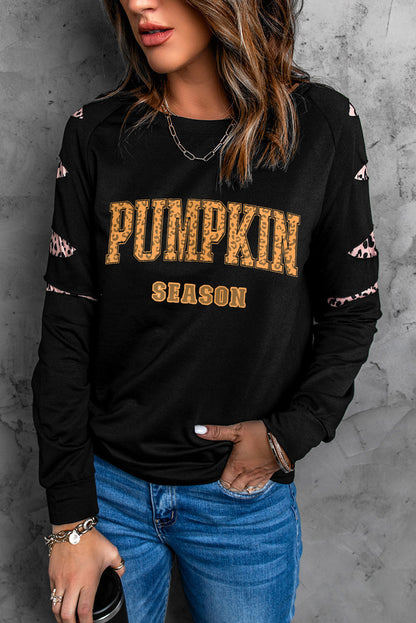 PUMPKIN SEASON Graphic Leopard Sweatshirt-Jewearrings