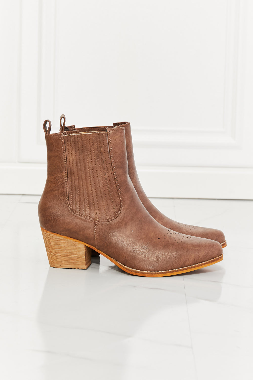 MMShoes Love the Journey Stacked Heel Chelsea Boot in Chestnut-Jewearrings