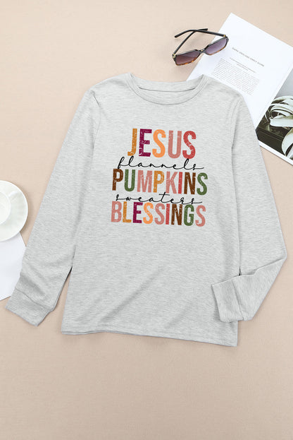 Letter Graphic Long Sleeve Tee-Jewearrings